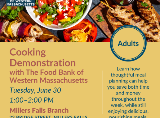 Millers Falls Cooking Demonstration with the Food Bank of Western Massachusetts Graphic